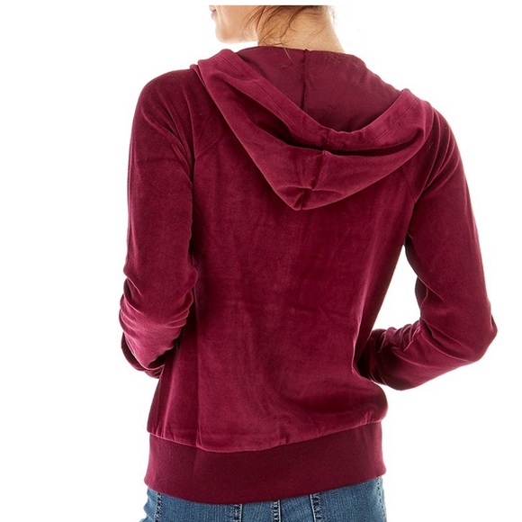 NWT Velour Zip-Up Hoodie with Crystal Logo - Picture 3 of 5